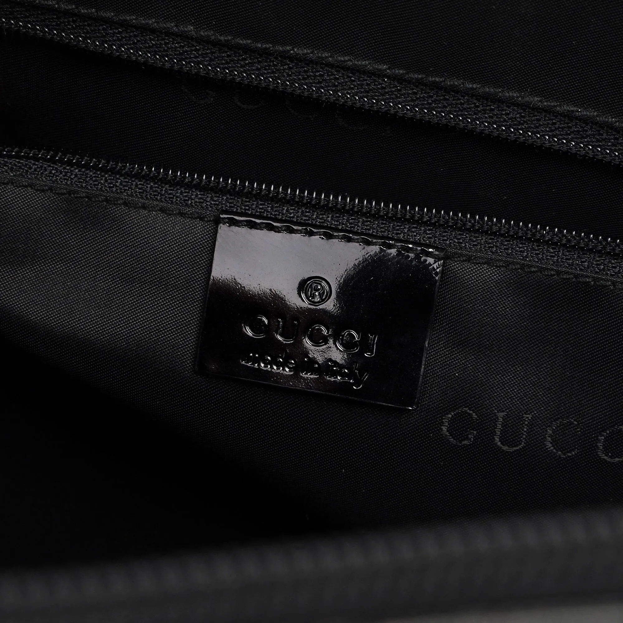 000 0829 Black Patent Leather Bamboo Tote