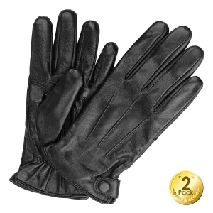 1/2-Pairs Vegan Sheepskin Leather Gloves w/Cashmere Lined for Driving Motorcycle