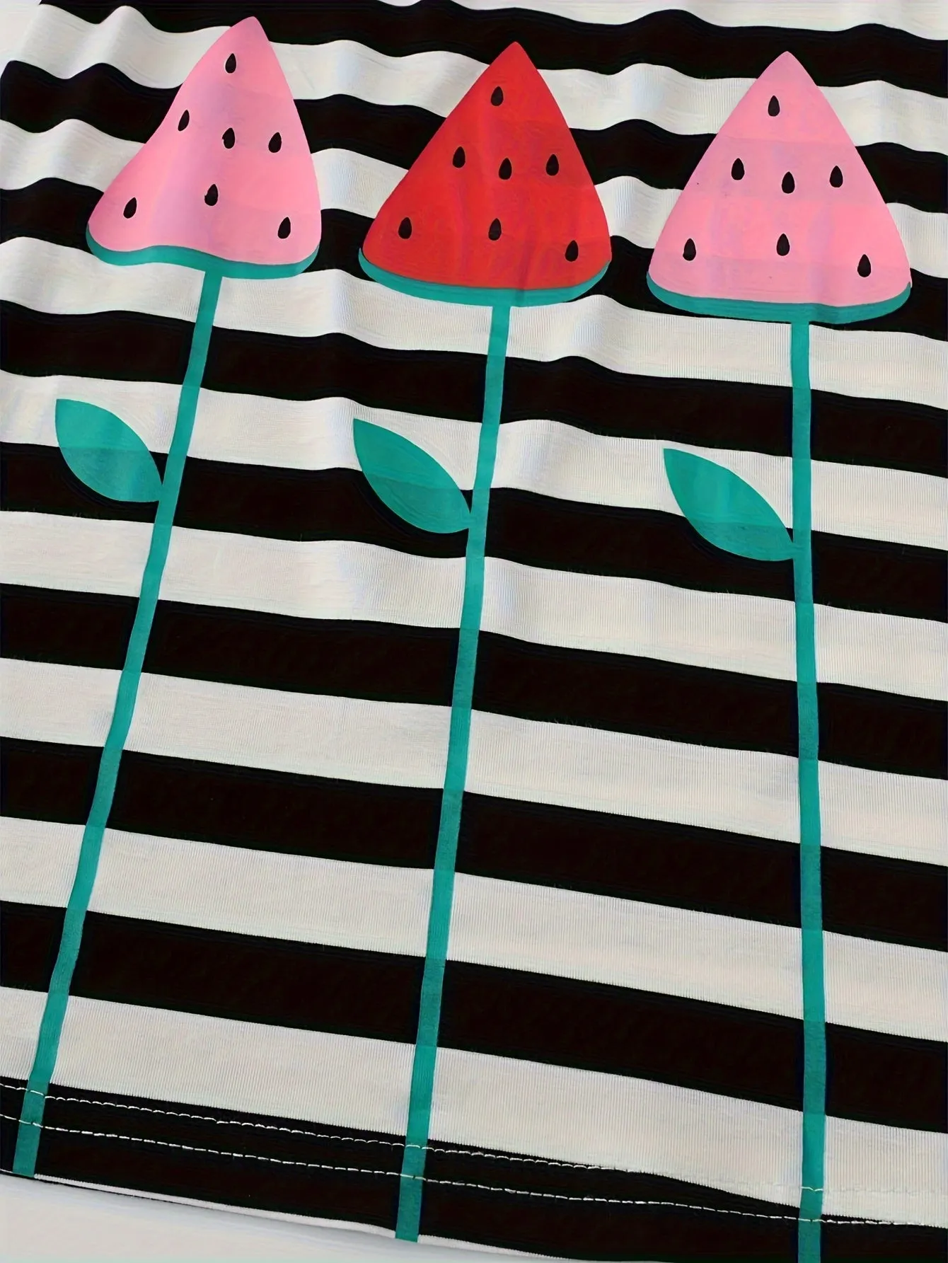 2pcs Girls Adorable Watermelon Stripe Cami Dress Set - Soft 100% Cotton, Breathable & Fun for Summer Parties, Perfect Holiday Gift Idea