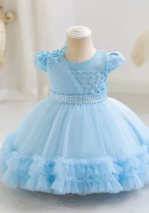 Adorable Puffy Tulle Princess Dress with Delicate Lace and Floral Accents