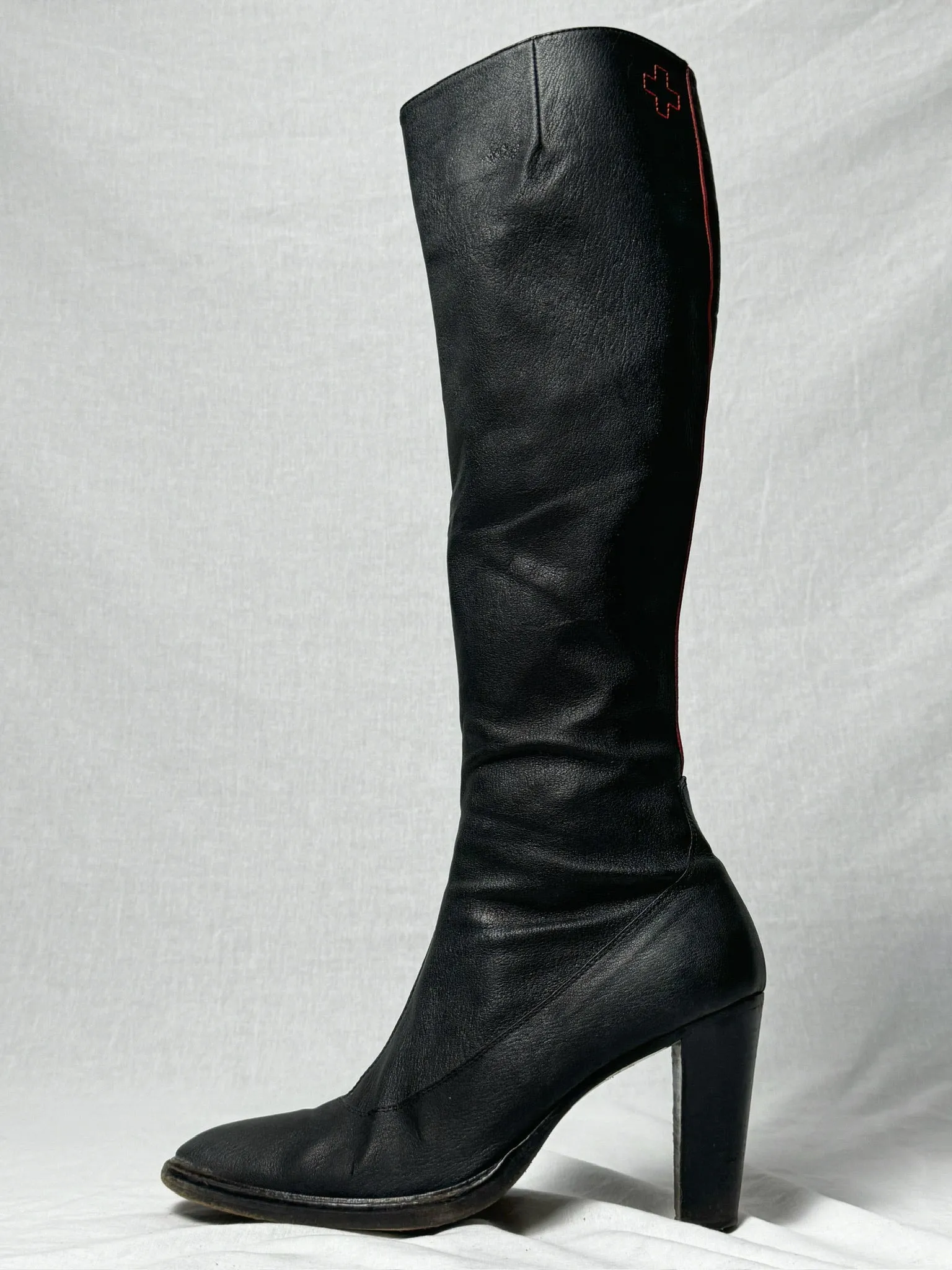 AF VANDEVORST RED STRIPE KNEE HIGH BOOTS