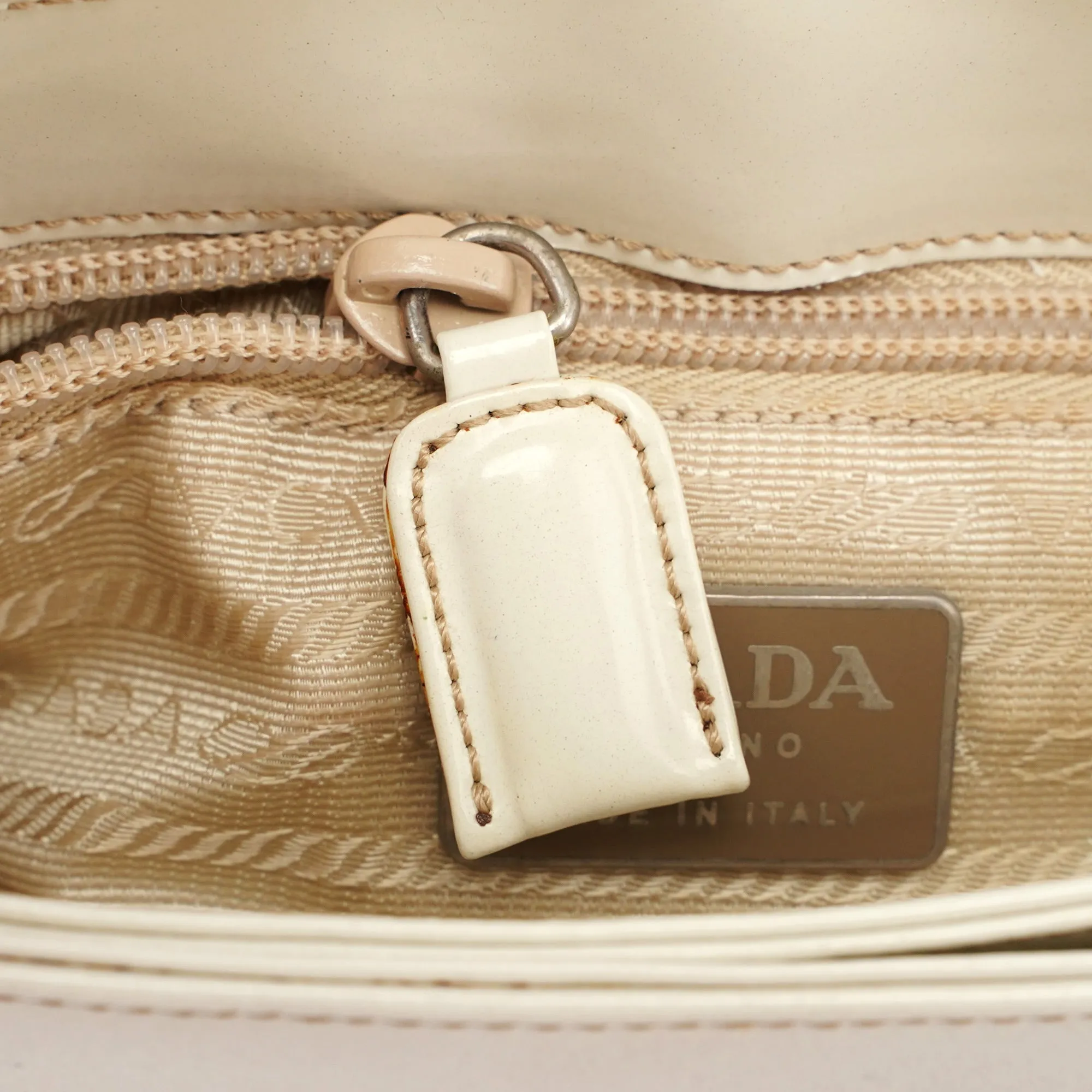 Beige Spazzolato Buckle Handbag