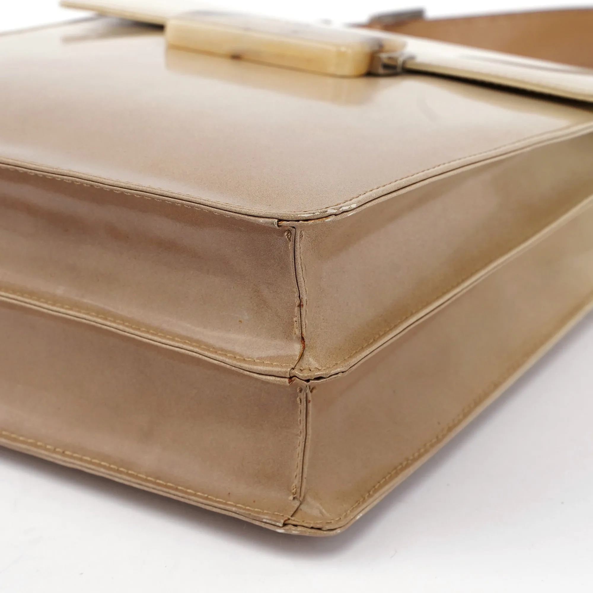 Beige Spazzolato Buckle Handbag