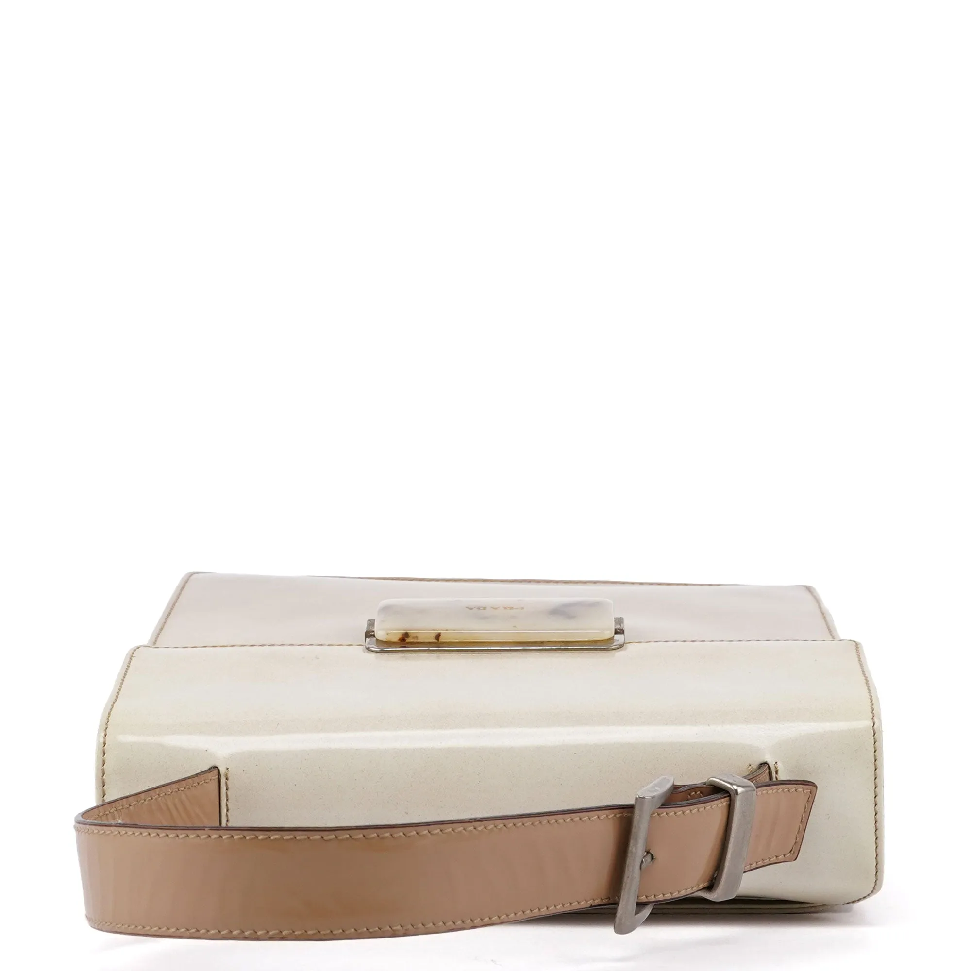 Beige Spazzolato Buckle Handbag