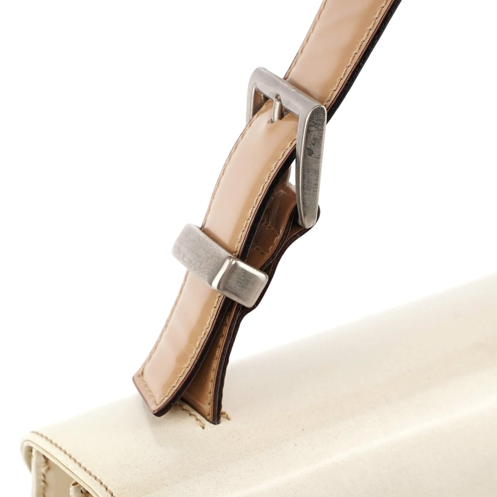 Beige Spazzolato Buckle Handbag