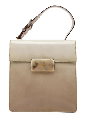 Beige Spazzolato Buckle Handbag