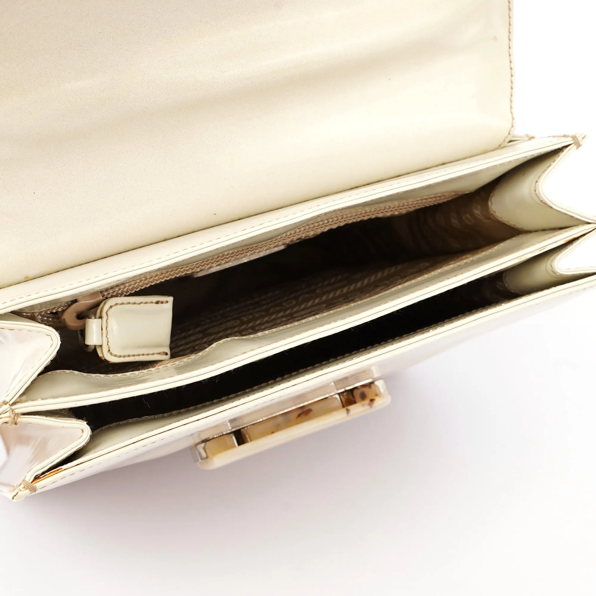Beige Spazzolato Buckle Handbag