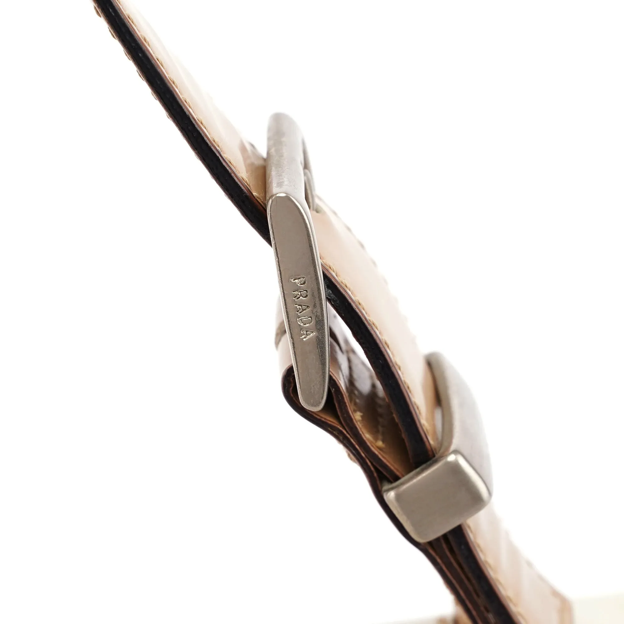 Beige Spazzolato Buckle Handbag