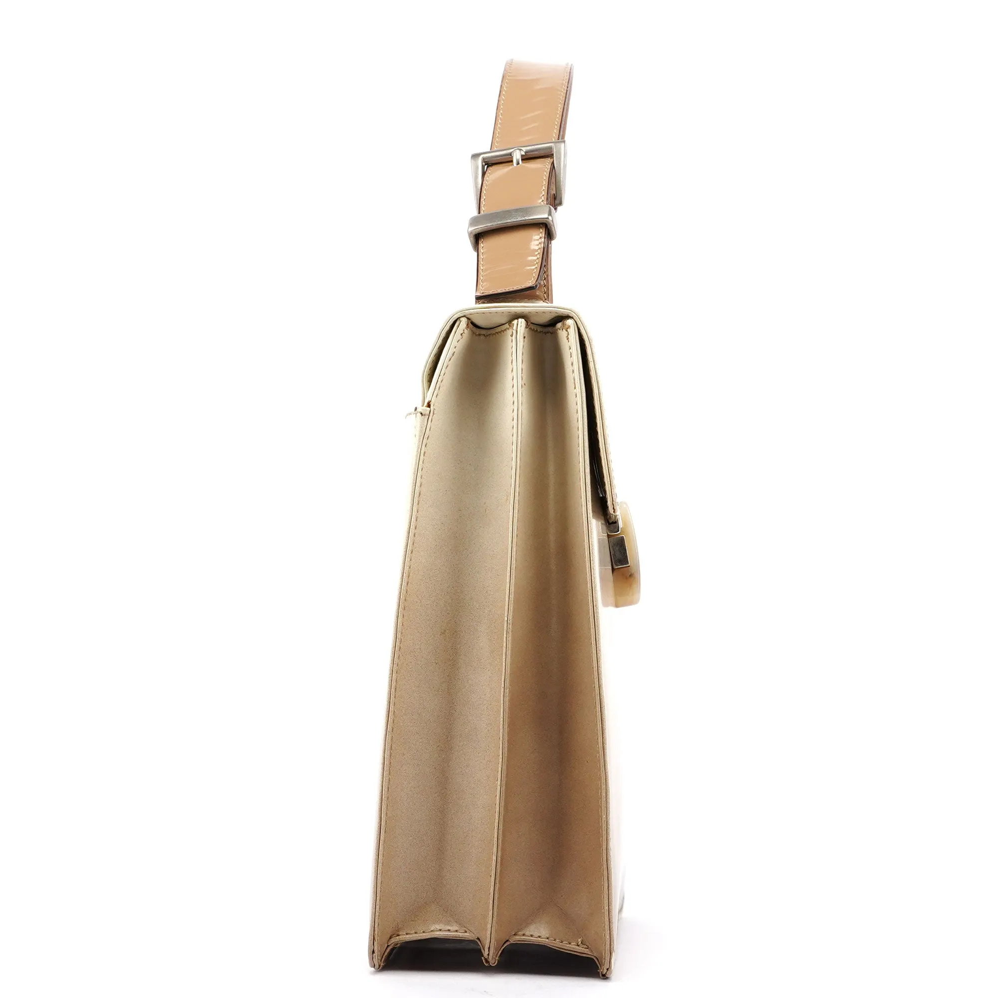 Beige Spazzolato Buckle Handbag