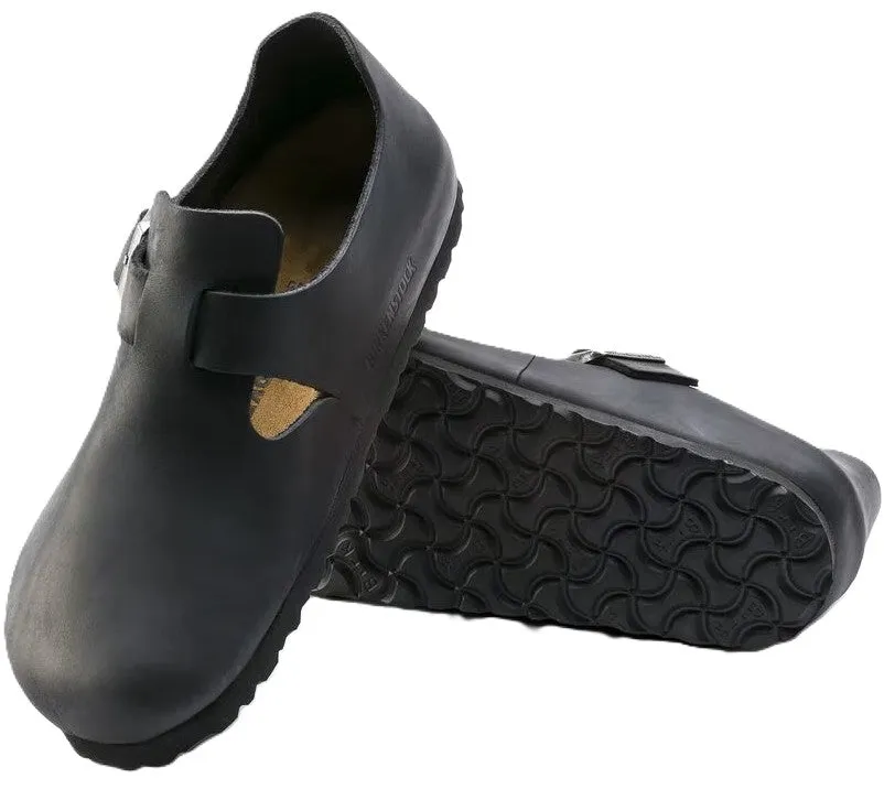 Birkenstock London Shoe - Black Oiled Leather | Comfortable Cork Footbed