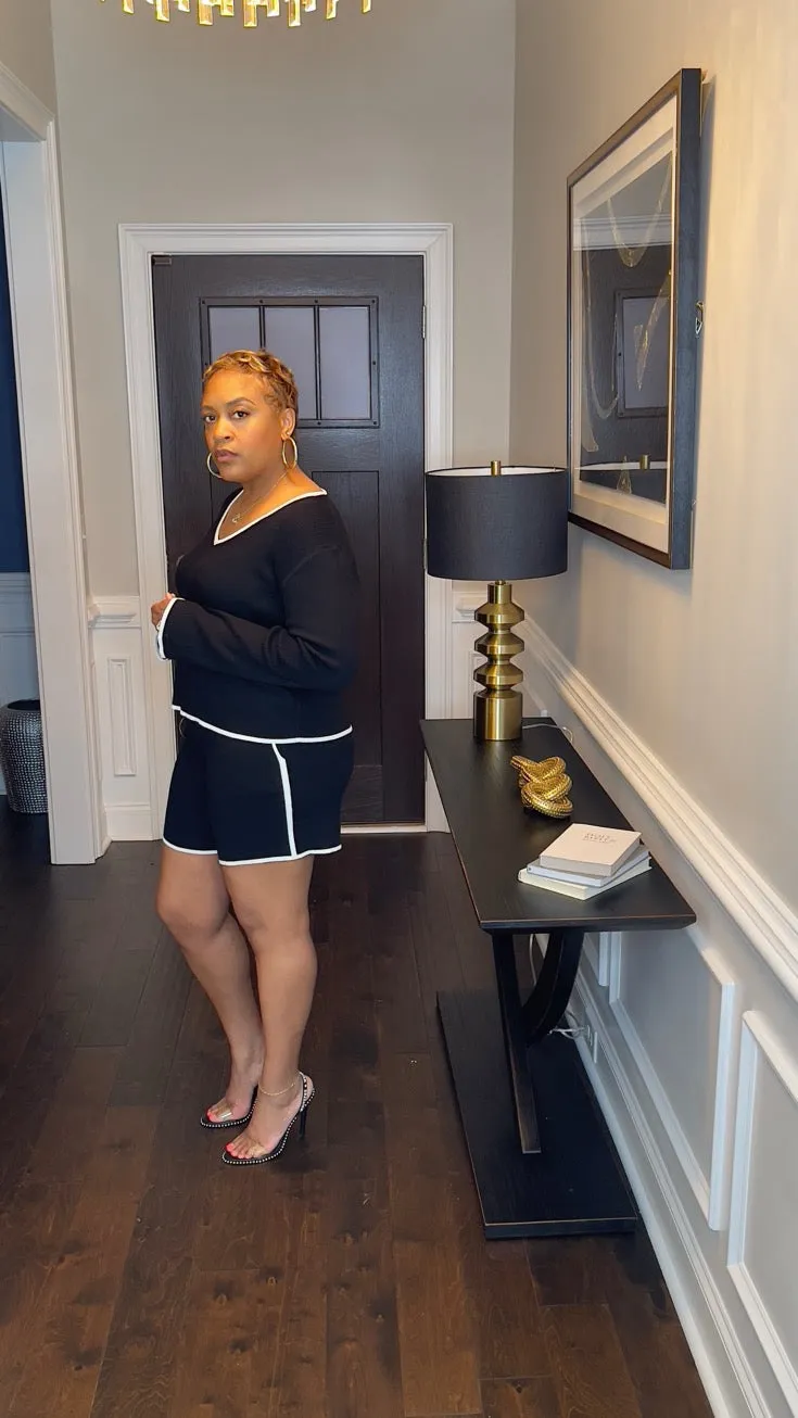 Black & White Knit Short Set