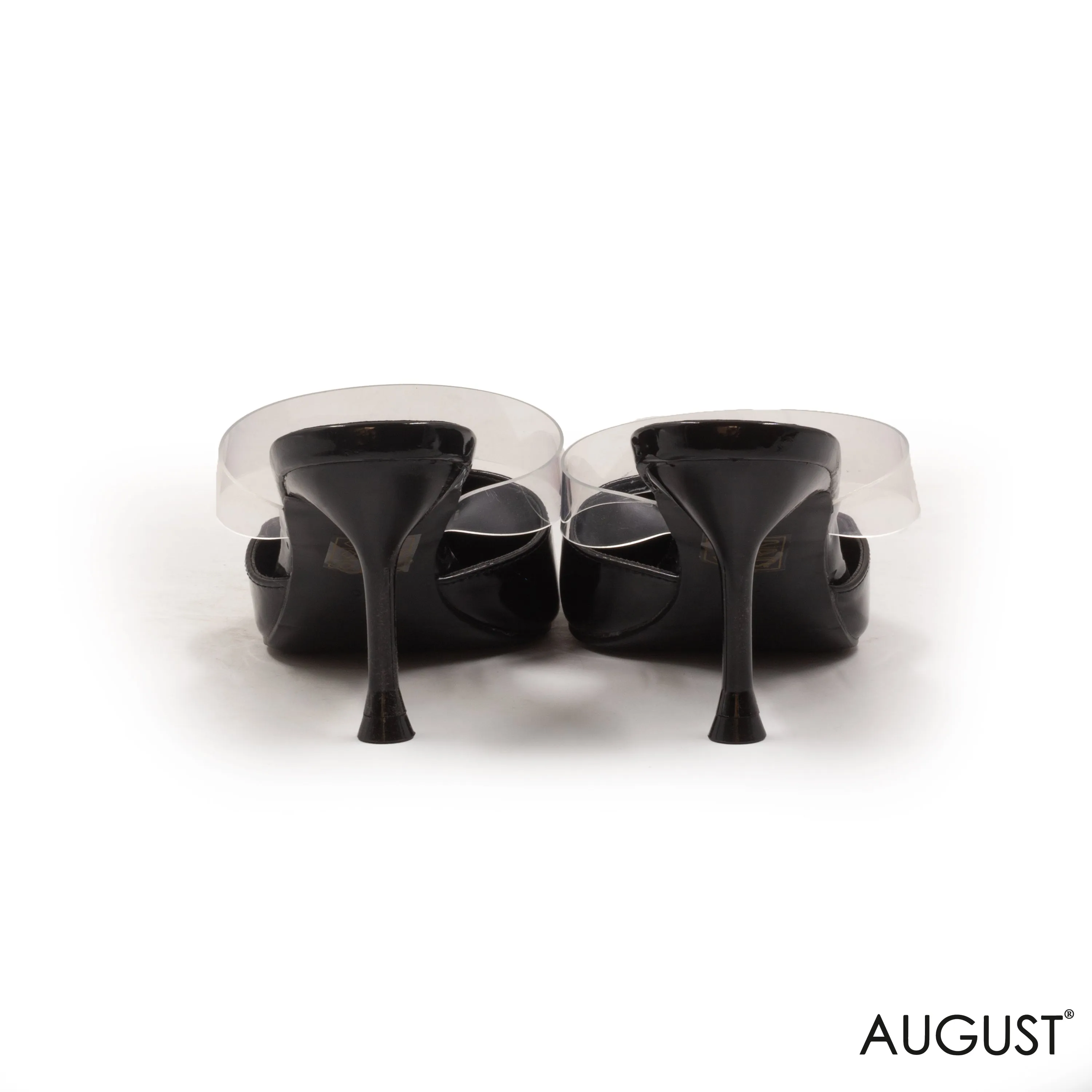 BLACK LEATHER HEEL SHOES