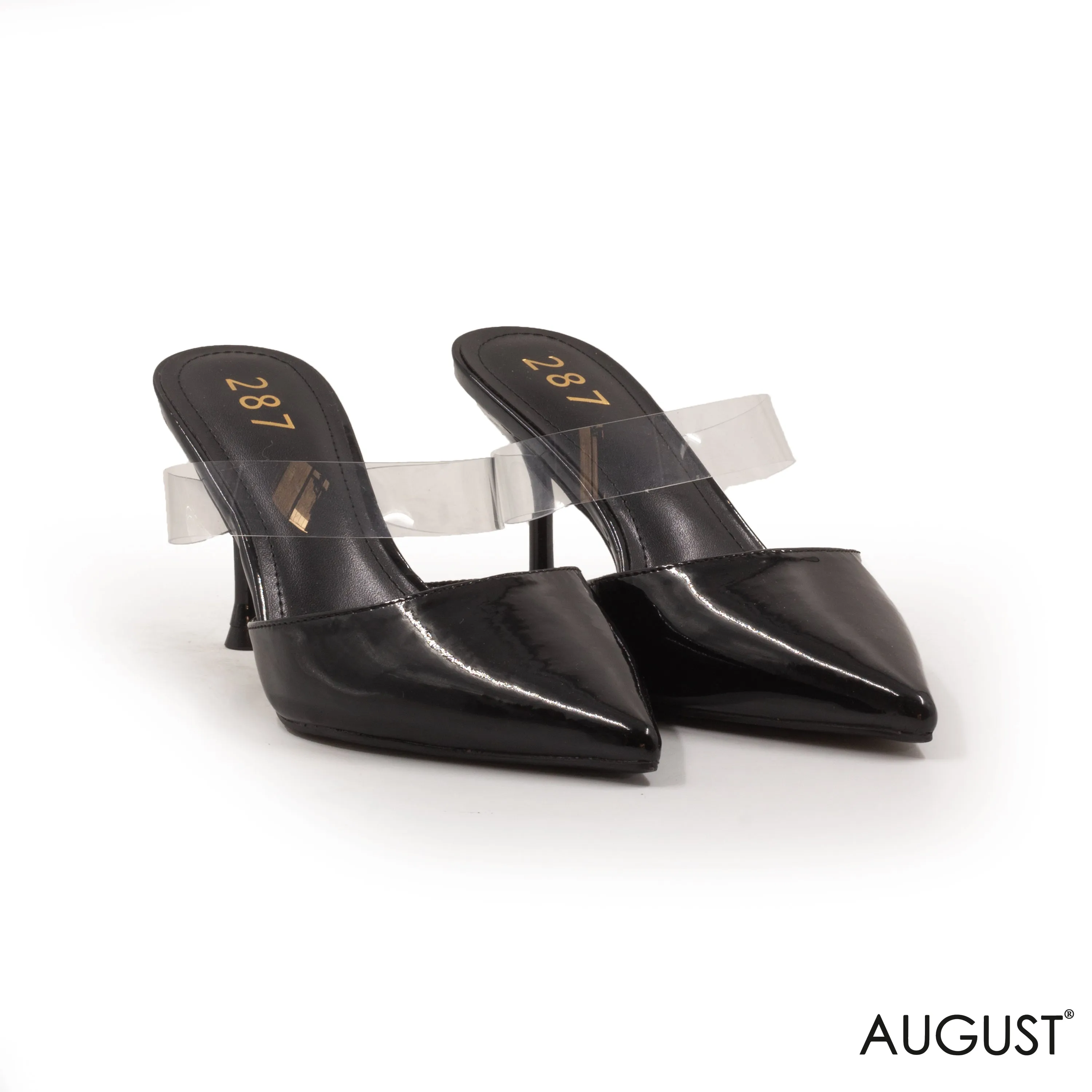 BLACK LEATHER HEEL SHOES