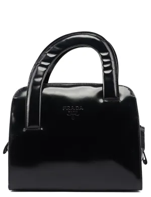 Black Spazzolato Asymmetrical Tote