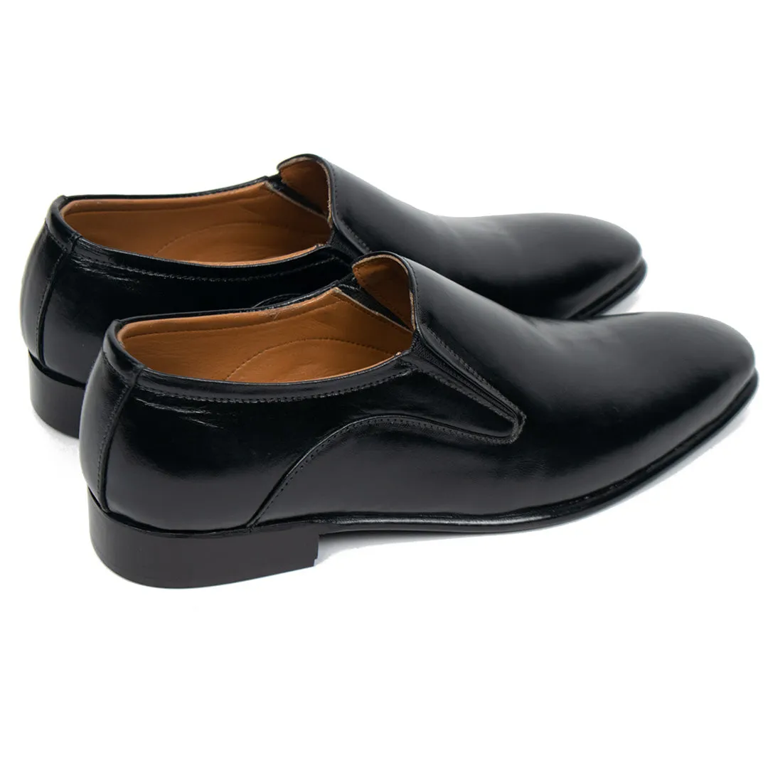 Black Wholecut Slip On Shoe – Premium Leather T Shape