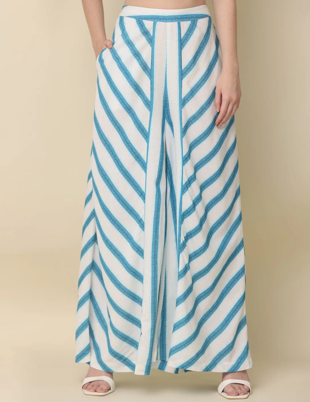 Blue and White Striped Cotton Rulex Co-ord Set
