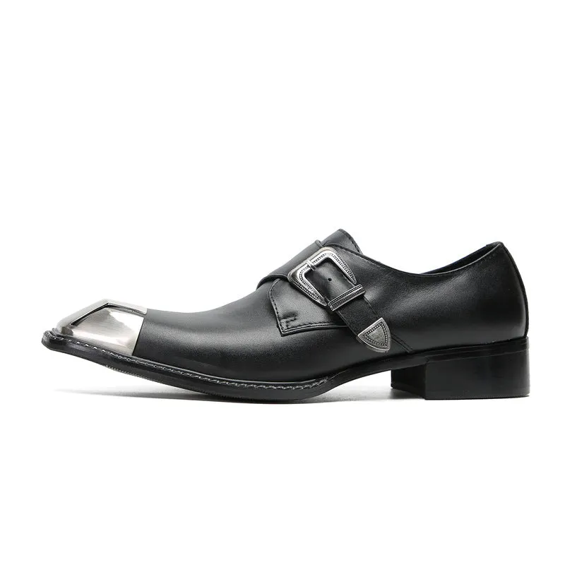 British three-joint leather shoes men's business formal cowhide breathable square-toe suit shoes men's handmade wedding shoes Derby shoes