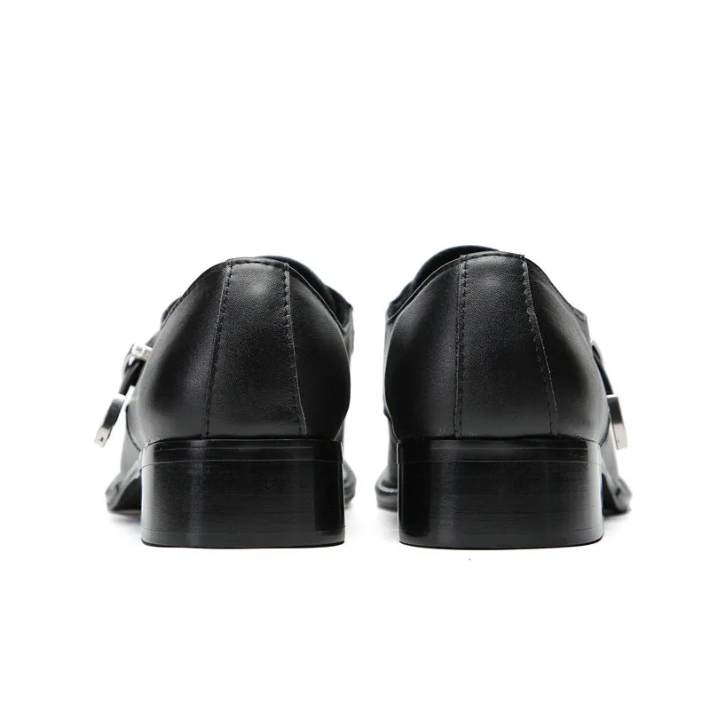 British three-joint leather shoes men's business formal cowhide breathable square-toe suit shoes men's handmade wedding shoes Derby shoes