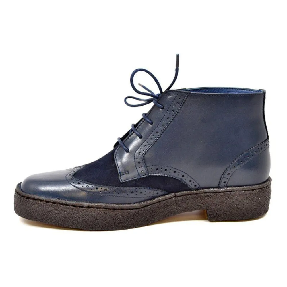 British Walkers Wingtips Limited Edition Men's Black Leather & Suede Ankle Boots