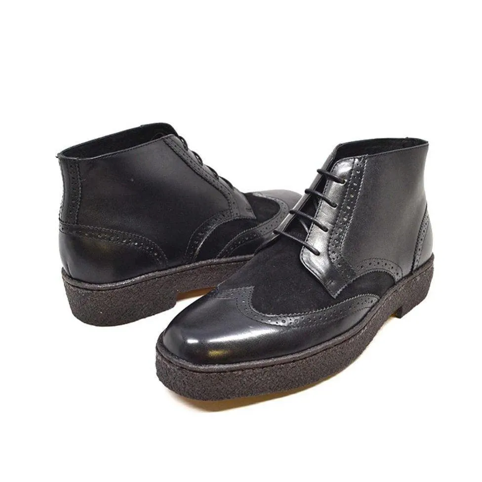 British Walkers Wingtips Limited Edition Men's Black Leather & Suede Ankle Boots
