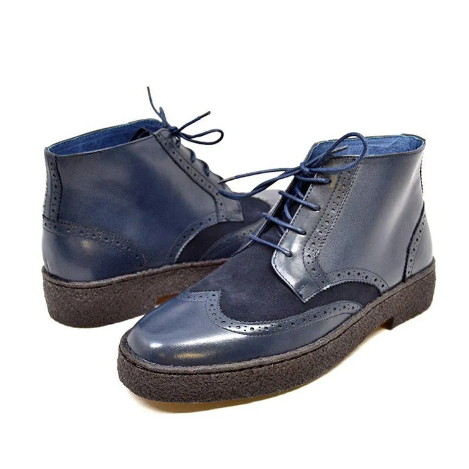 British Walkers Wingtips Limited Edition Men's Black Leather & Suede Ankle Boots