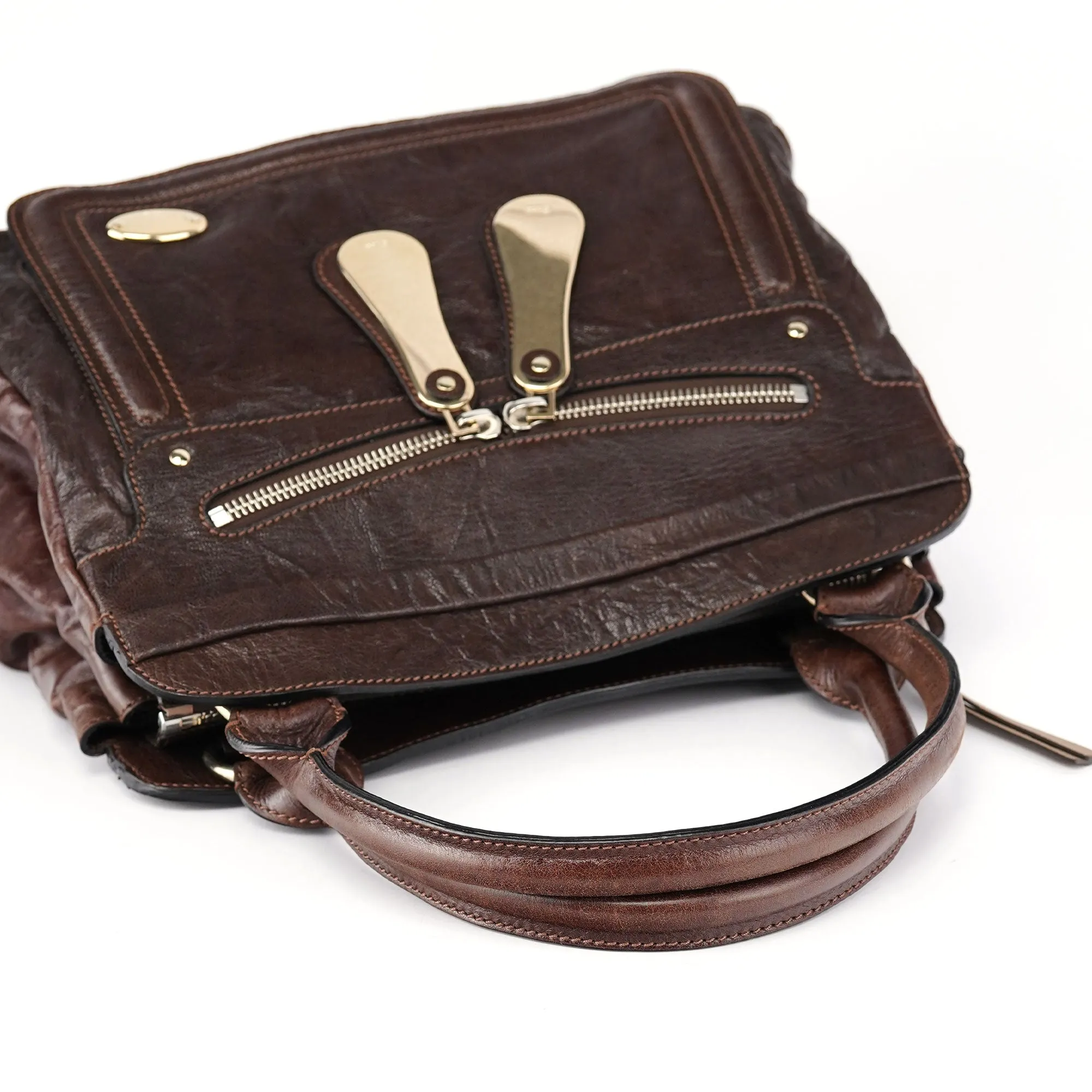Brown Leather Bay 2-Way Tote Bag