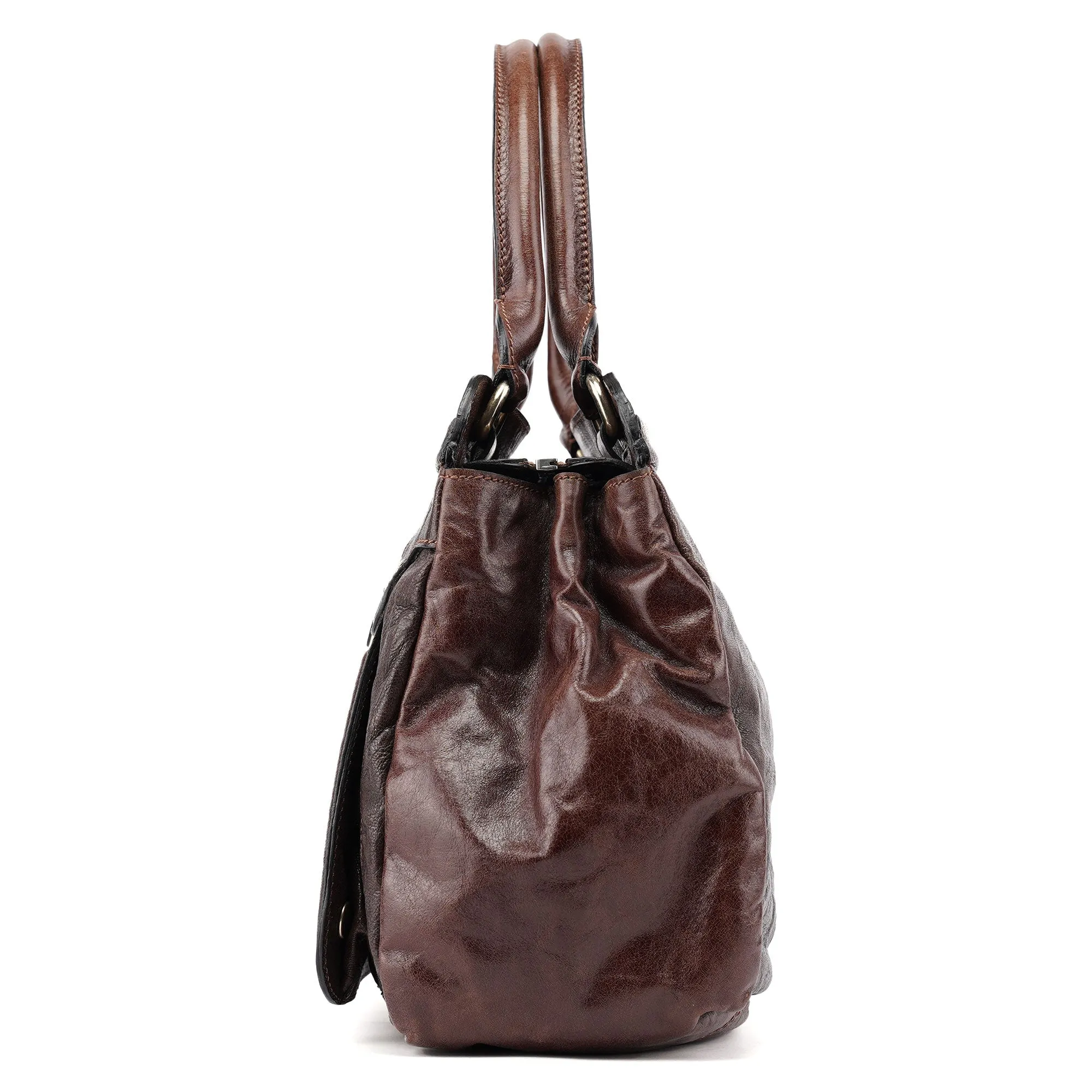 Brown Leather Bay 2-Way Tote Bag