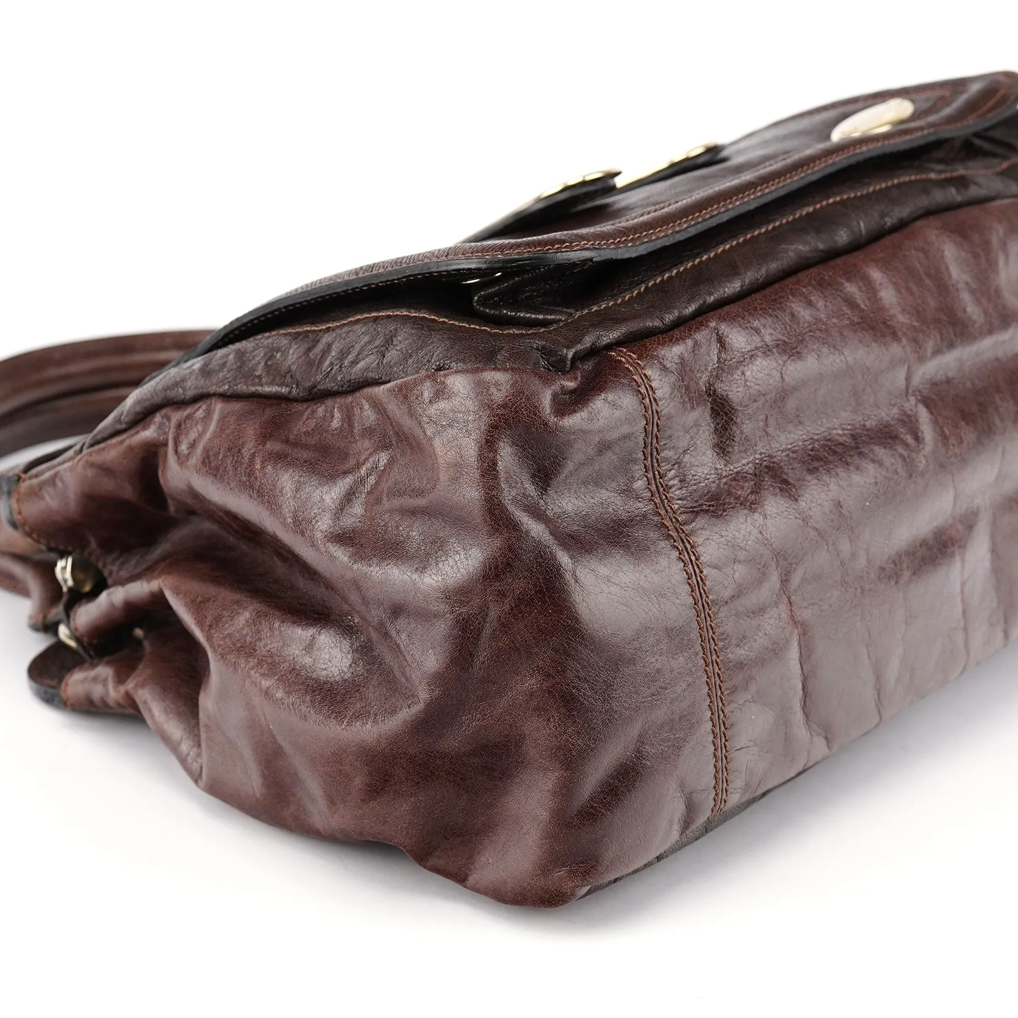 Brown Leather Bay 2-Way Tote Bag