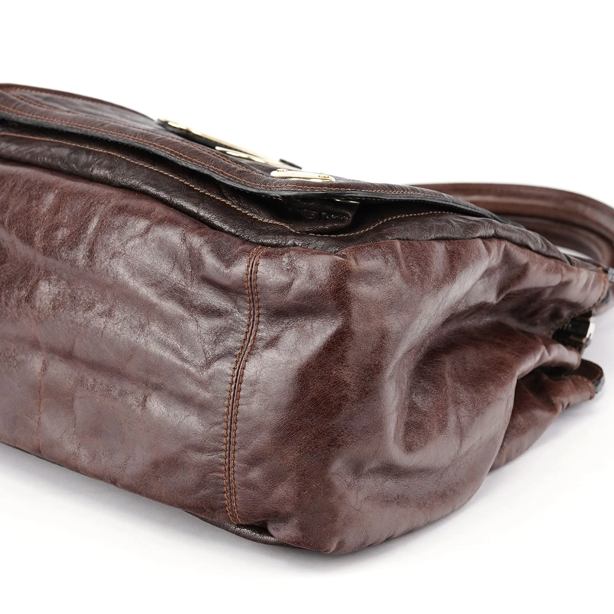 Brown Leather Bay 2-Way Tote Bag