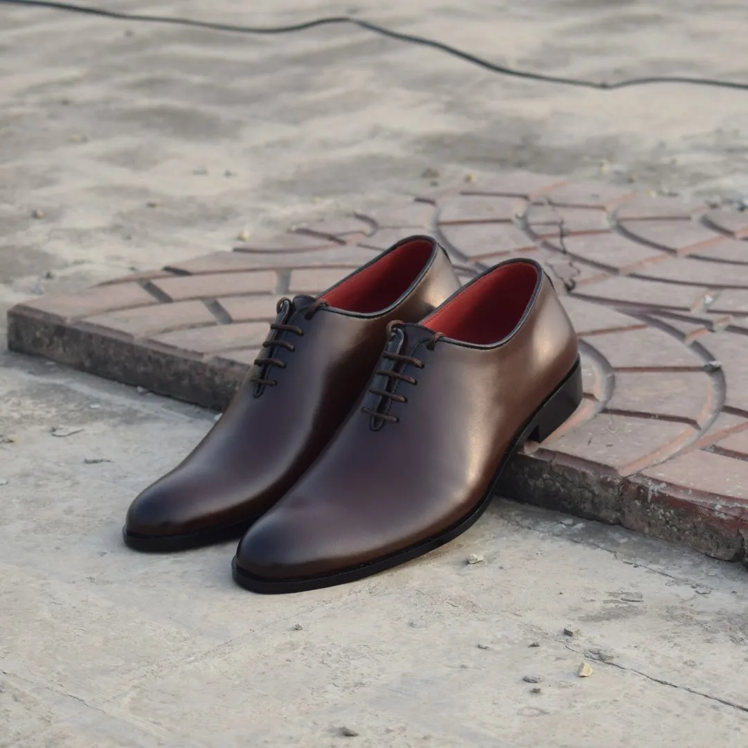 Brown Wholecut Shoes – Round Toe Premium Leather – WM200