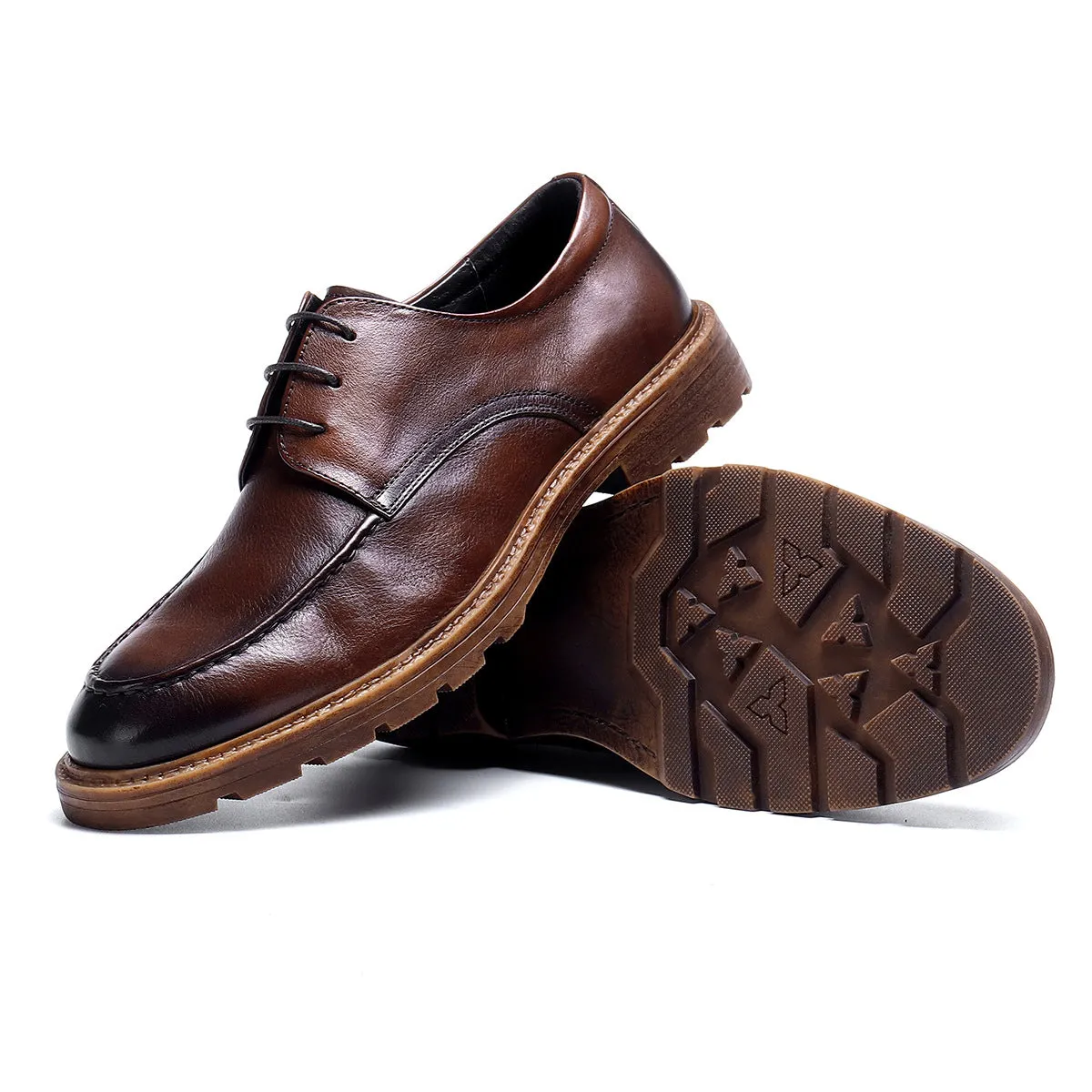 Business Casual Leather Shoes Men's Genuine Leather Soft Leather Soft Bottom Summer Breathable Thick Bottom Men's Hight Increasing Shoes 89221