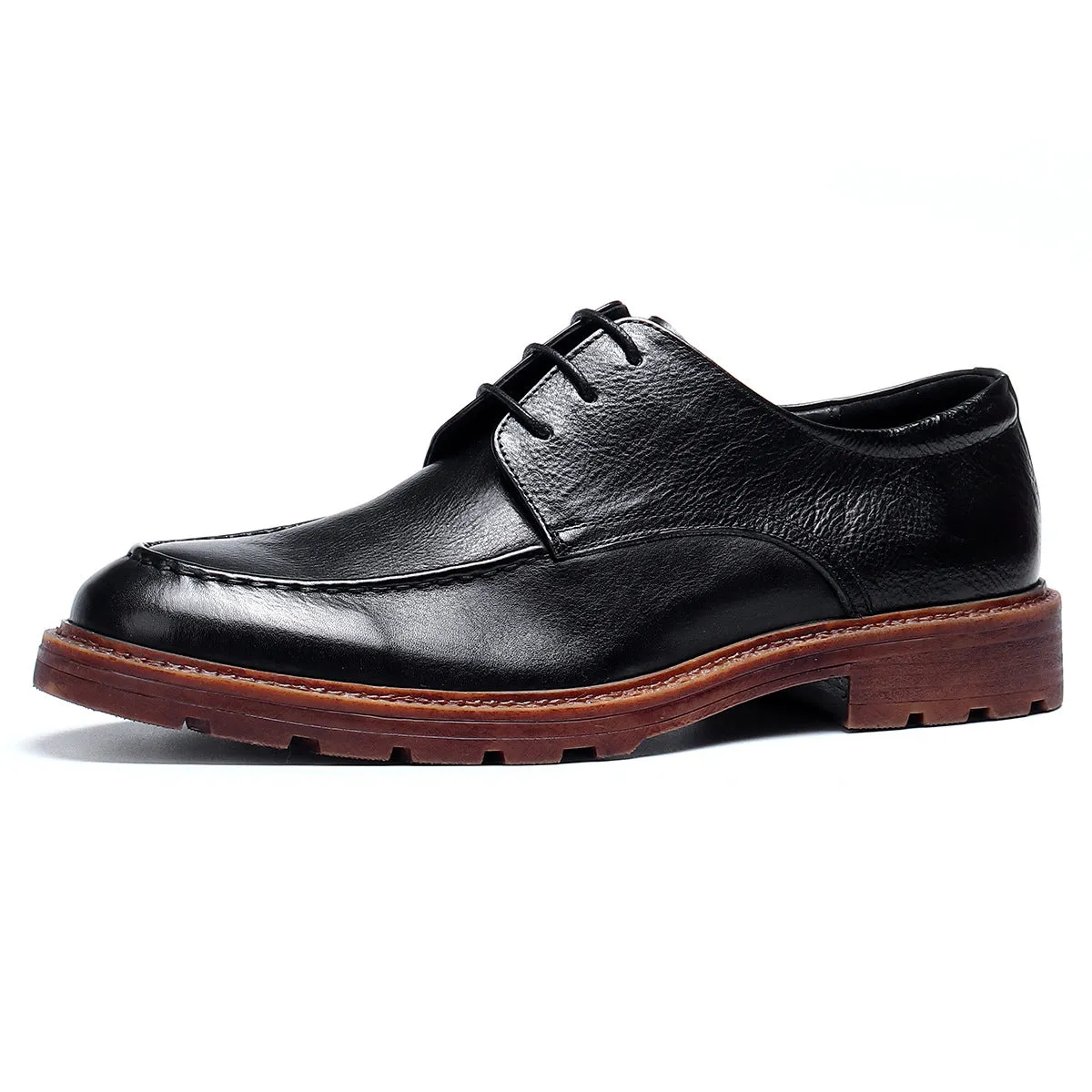 Business Casual Leather Shoes Men's Genuine Leather Soft Leather Soft Bottom Summer Breathable Thick Bottom Men's Hight Increasing Shoes 89221