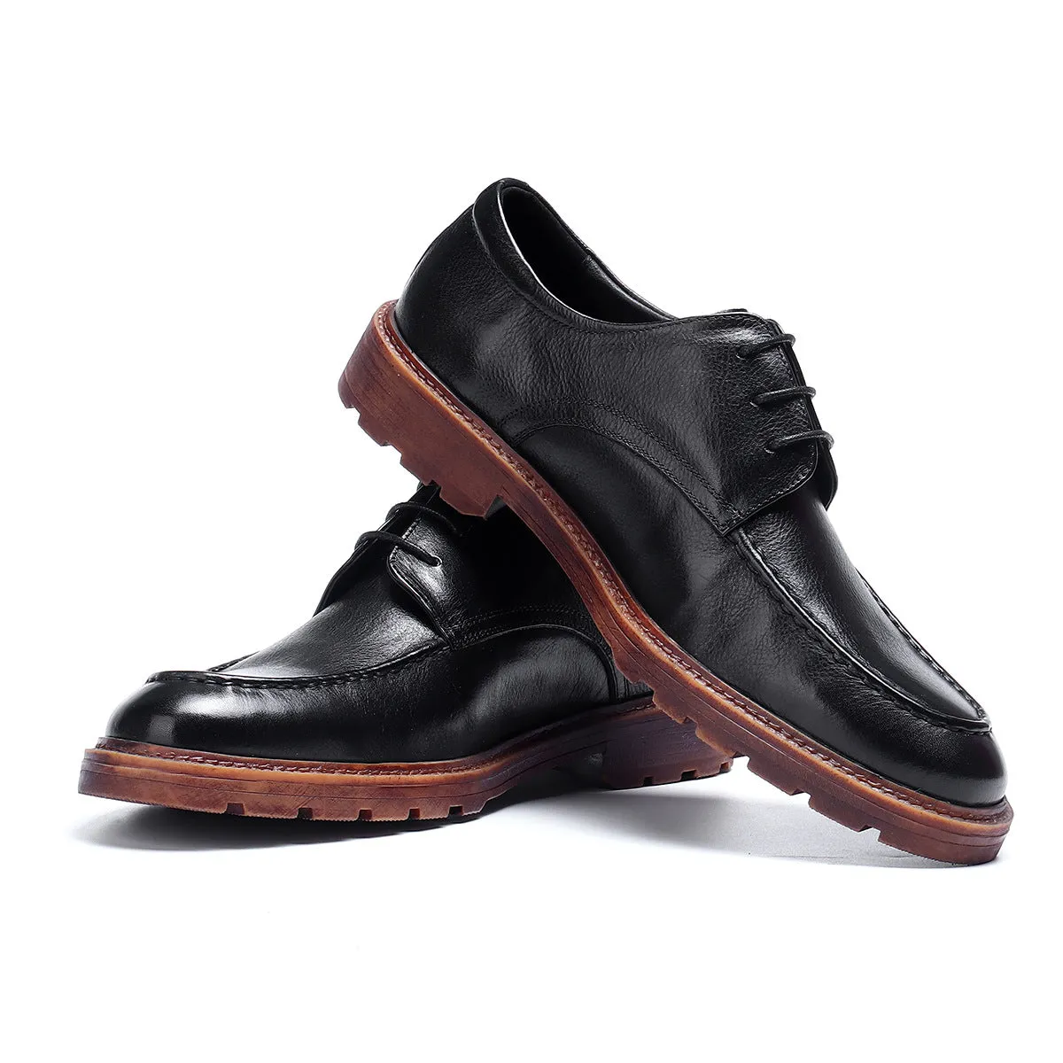 Business Casual Leather Shoes Men's Genuine Leather Soft Leather Soft Bottom Summer Breathable Thick Bottom Men's Hight Increasing Shoes 89221