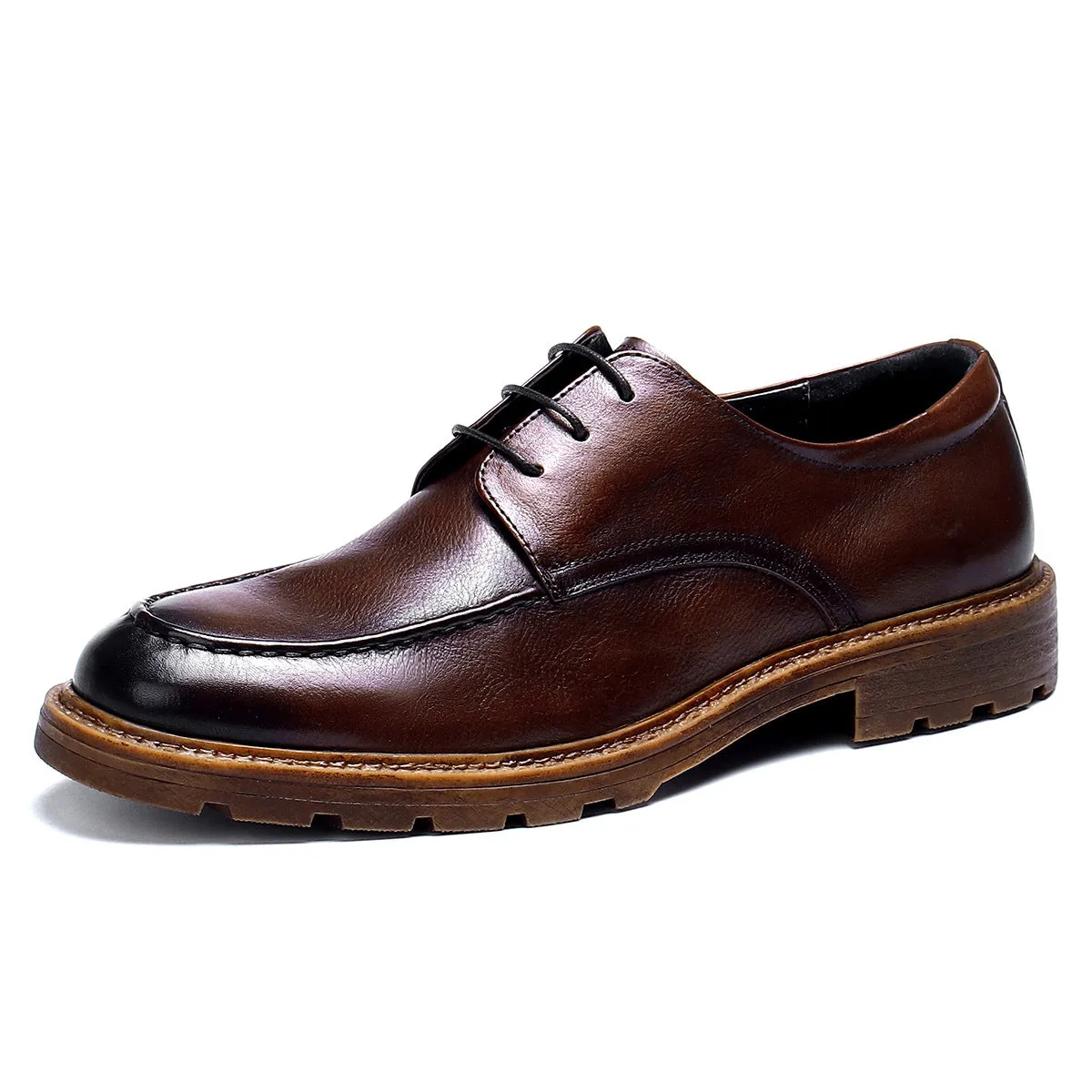 Business Casual Leather Shoes Men's Genuine Leather Soft Leather Soft Bottom Summer Breathable Thick Bottom Men's Hight Increasing Shoes 89221