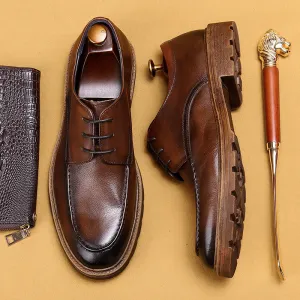 Business Casual Leather Shoes Men's Genuine Leather Soft Leather Soft Bottom Summer Breathable Thick Bottom Men's Hight Increasing Shoes 89221