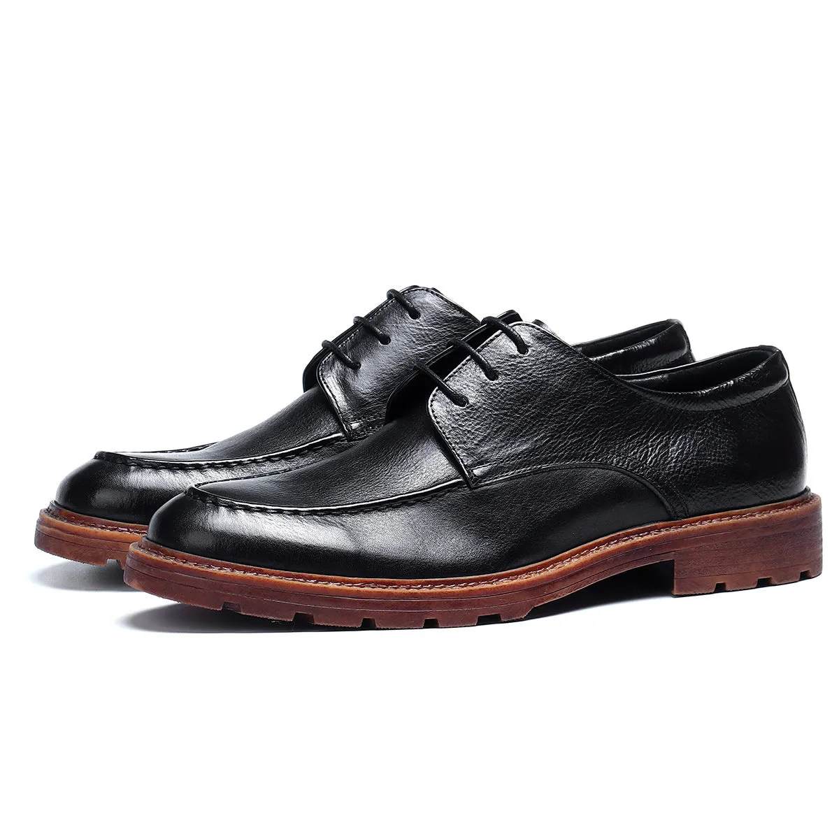 Business Casual Leather Shoes Men's Genuine Leather Soft Leather Soft Bottom Summer Breathable Thick Bottom Men's Hight Increasing Shoes 89221