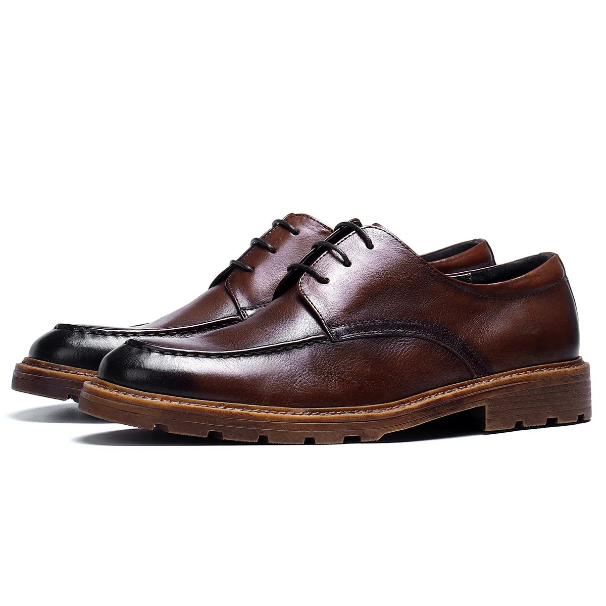 Business Casual Leather Shoes Men's Genuine Leather Soft Leather Soft Bottom Summer Breathable Thick Bottom Men's Hight Increasing Shoes 89221