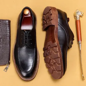 Business Casual Leather Shoes Men's Genuine Leather Soft Leather Soft Bottom Summer Breathable Thick Bottom Men's Hight Increasing Shoes89211