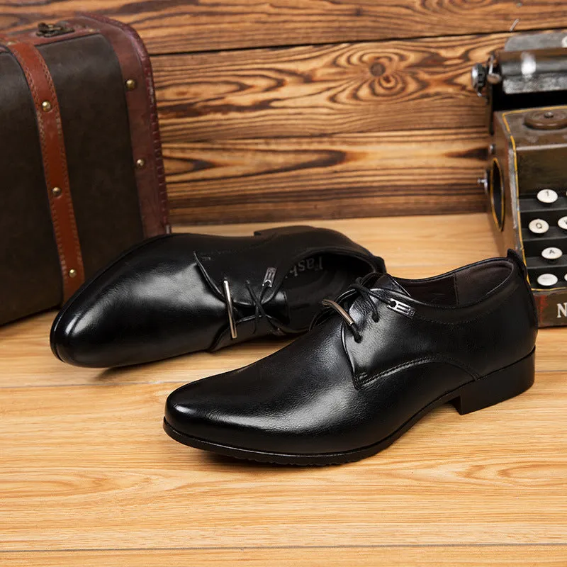 Business Formal Men's British Leather Shoes Lace-up Casual Shoes