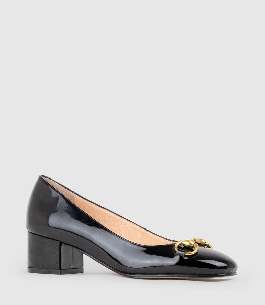CHERISH45 Pump with Trim in Black Patent