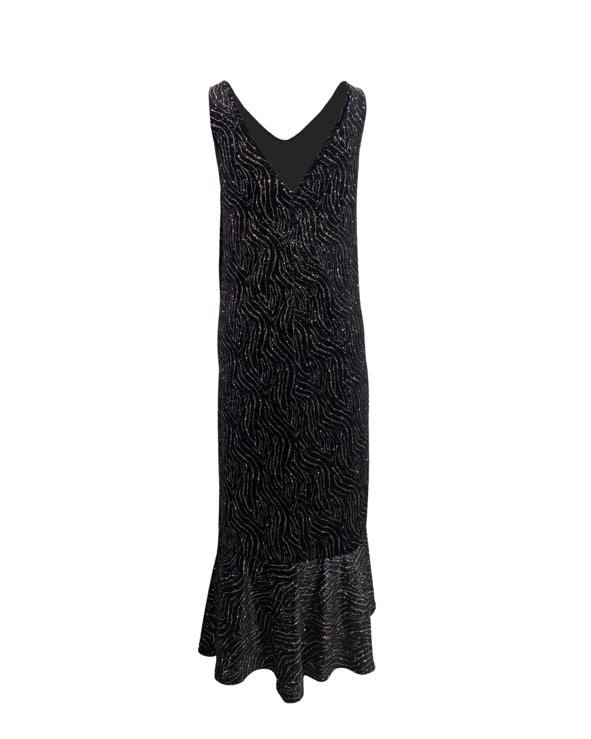 Coast - Gold-Patterned Asymmetrical Velvet Midi Dress