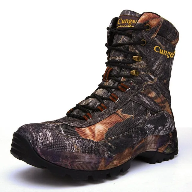 CUNGEL New Hot Style Men Hiking Shoes Winter Outdoor Walking Hiking BootsMountain Sport Boots Climbing Sneakers hunting boots