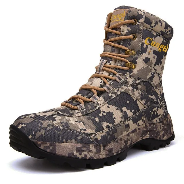CUNGEL New Hot Style Men Hiking Shoes Winter Outdoor Walking Hiking BootsMountain Sport Boots Climbing Sneakers hunting boots