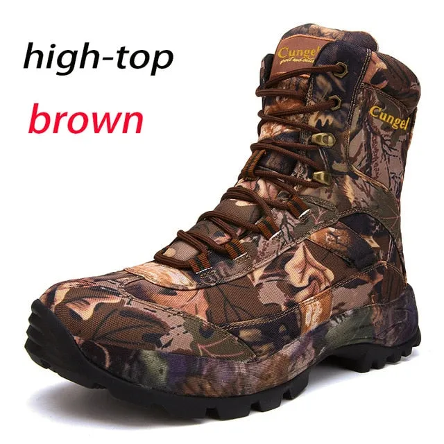 CUNGEL New Hot Style Men Hiking Shoes Winter Outdoor Walking Hiking BootsMountain Sport Boots Climbing Sneakers hunting boots
