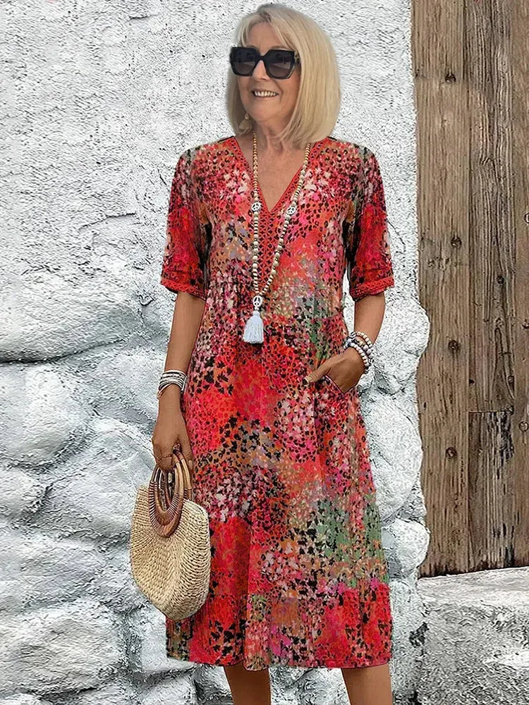 Evelyn | Vibrant mid-length dress