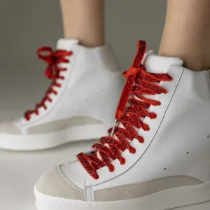 Fearless White With Red Bird Laces Wedge Sneaker