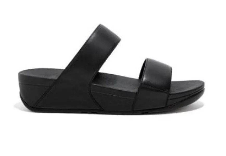 Fitflop All Black LuLu Leather Slides ED4-090