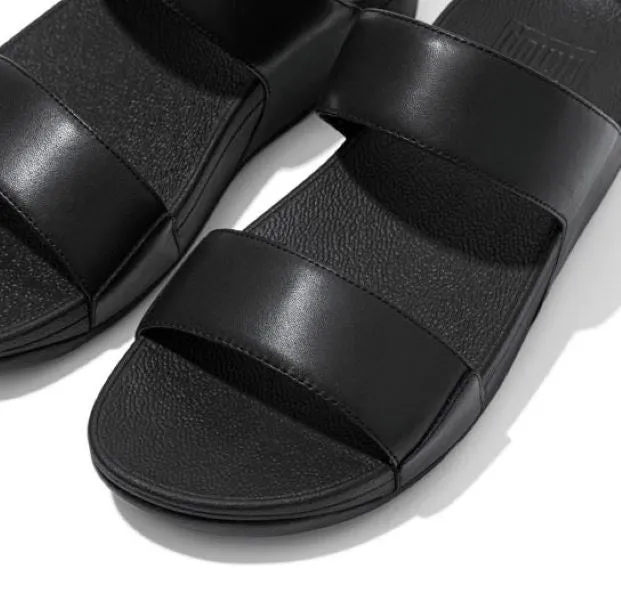 Fitflop All Black LuLu Leather Slides ED4-090