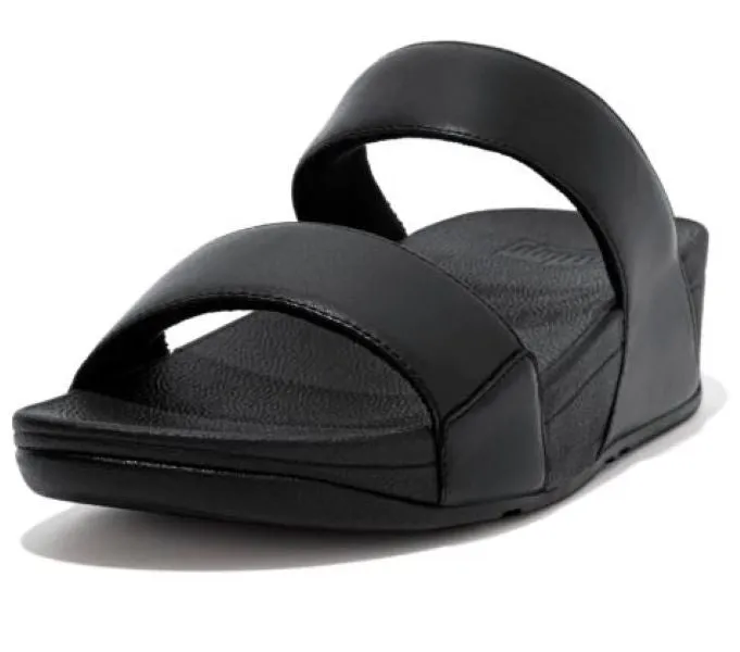 Fitflop All Black LuLu Leather Slides ED4-090