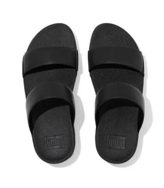 Fitflop All Black LuLu Leather Slides ED4-090